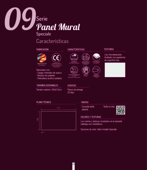 Panel mural speciale características